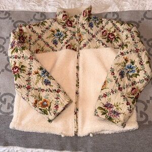 Thread & Supply Floral Jacquard Teddy Jacket - Cream